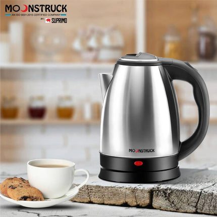 Moonstruck 1500W Fast Heating 1.8L Stainless Steel Electric Kettle with Auto Cut-Off + 1L Stainless Steel Bottle