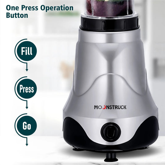 Moonstruck Kuro 700W Mixer Grinder | 3 Jars | HeatShield Motor | SpiceCrush Technology | ISI Certified | 2 Year Warranty (Black)