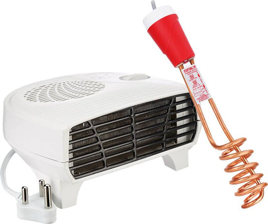Moonstruck 2000W Room Heater + Copper Immersion Rod Combo | Fan Heating | Shock-Proof Rod | ISI Certified | 2 Year Warranty (Pack of 2)
