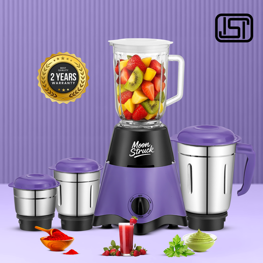 Moonstruck Dusk 750W Mixer Grinder | 4 Jars | HeatShield Motor | SpiceCrush Technology | LiveView Chutney Jar | ISI Certified | 2 Year Warranty (Purple)
