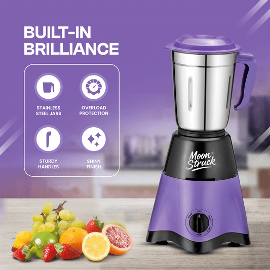 Moonstruck Skye 750W Mixer Grinder + Dry Iron Combo | 3 Jars | HeatShield Motor | SpiceCrush Technology | ISI Certified | 2 Year Warranty (Blue)