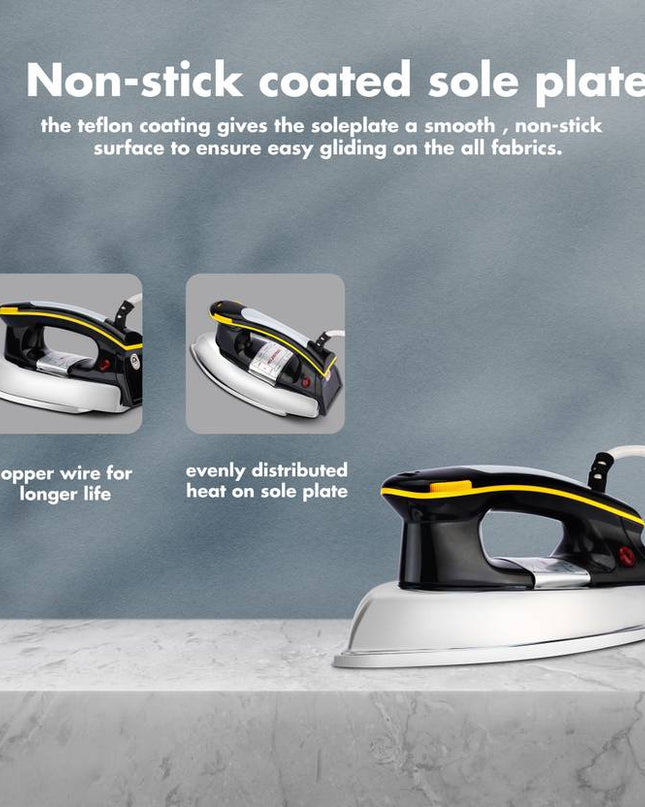 Moonstruck Suprimo 1.2 kg Plancha Dry Iron – 1200 W Lightweight & Fast-Ironing (Black & Silver)