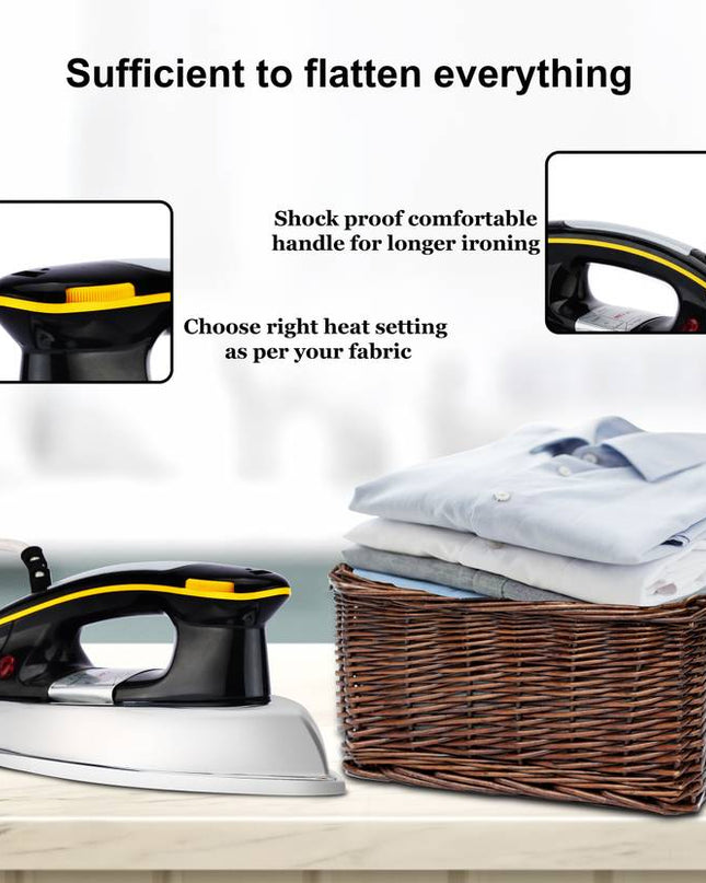 Moonstruck Suprimo 1.2 kg Plancha Dry Iron – 1200 W Lightweight & Fast-Ironing (Black & Silver)