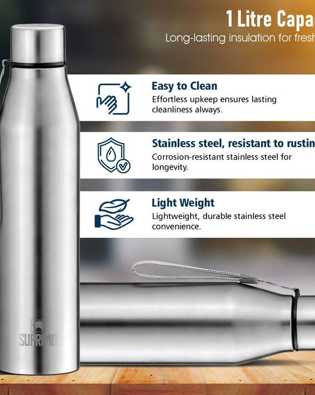 Moonstruck 1500W Electric Kettle (1.8L) with 2 x 1L Stainless Steel Bottles – Fast Boil, Auto Cut-Off, Durable Steel Combo