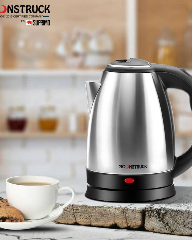 Moonstruck 1500W Fast Heating 1.8L Stainless Steel Electric Kettle with Auto Cut-Off + 1L Stainless Steel Bottle