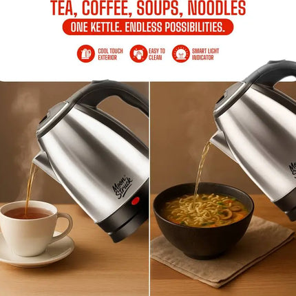 Moonstruck Cordless Designer Electric Kettle & Non Stick 1000W Dry Iron Combo – Stainless Steel, Fast Boil & Smooth Glide (Black & Blue, Pack 2))