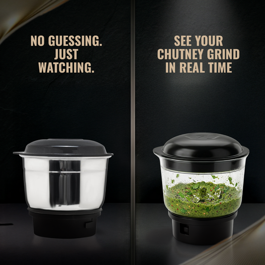 Moonstruck Kuro 700W Mixer Grinder | 2 Jars | HeatShield Motor | LiveView Chutney Jar | ISI Certified | 2 Year Warranty (Gray)