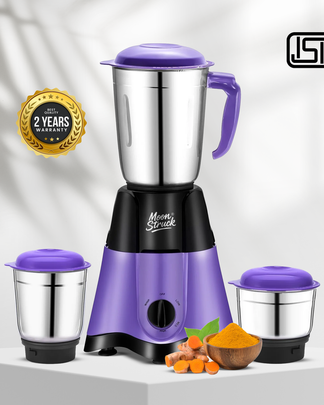 Moonstruck Purple 750 Watt Mixer Grinder with 3 Jars