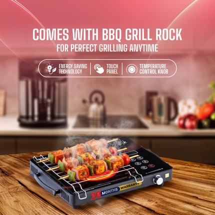 Moonstruck 2500 W Infrared Cooktop with Touch Panel – Fast, Safe & Energy-Efficient Cooking (Black, Printed)