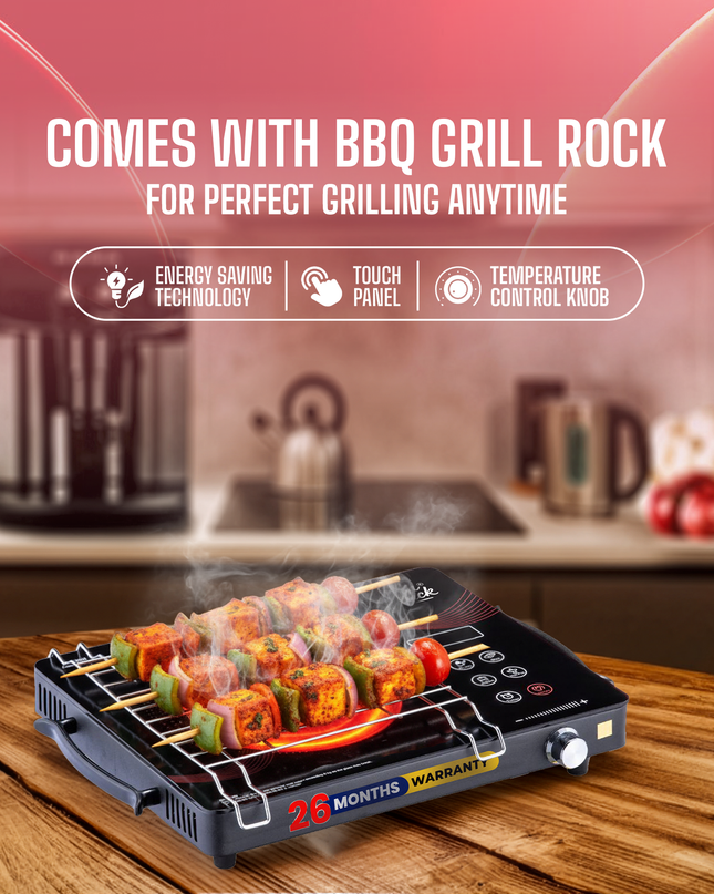 Moonstruck 2500 W Infrared Cooktop with Touch Panel – Fast, Safe & Energy-Efficient Cooking (Black, Printed)