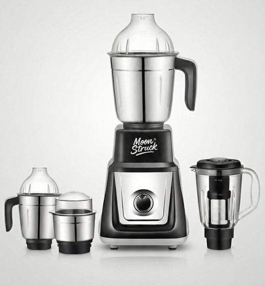 Moonstruck MegaMixer 1000W Juicer Mixer Grinder | 5 Jars | StealthDrive Motor | 2L Juicer Jar with Seed Extractor | LiveView Jar FREE | ISI Certified (Black)