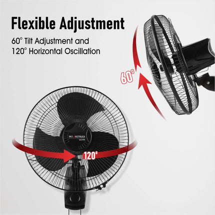 Moonstruck High-Performance Silent Wall Fan | 400 mm, Stylish Design, 2-Year Warranty (Black)