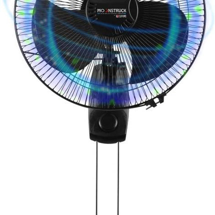 Moonstruck High-Performance Silent Wall Fan | 400 mm, Stylish Design, 2-Year Warranty (Black)