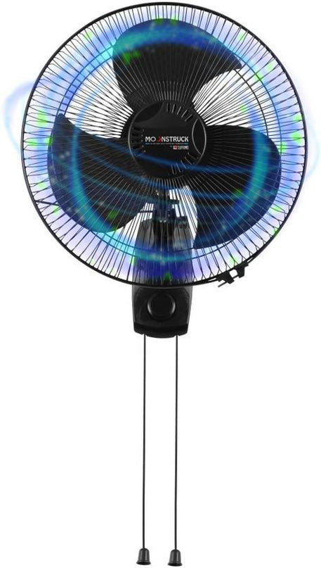 Moonstruck High-Performance Silent Wall Fan | 400 mm, Stylish Design, 2-Year Warranty (Black)