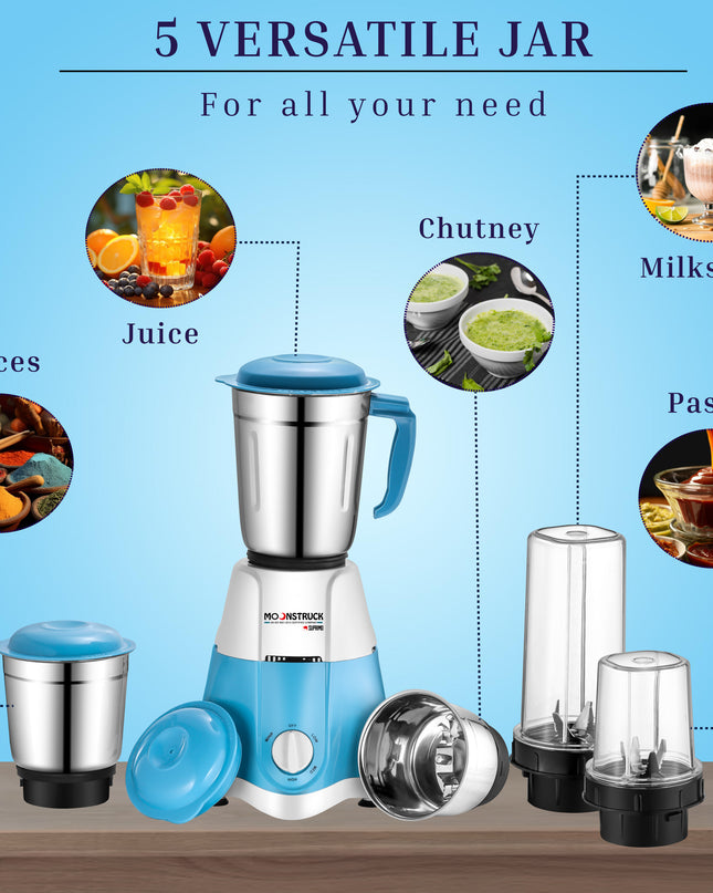Moonstruck Star Blue 5 Jar Mixer Grinder
