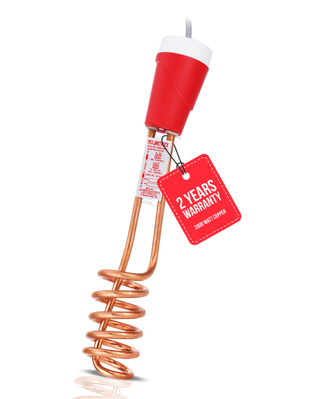 Moonstruck 100% Copper Shock-Proof 2000 W Immersion Heater Rod – Fast, Safe & Durable Water Heating (Red)