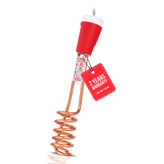Moonstruck 2000W Immersion Water Heater Rod | 100% Copper Element | Shock-Proof | Fast Heating | ISI Certified | 2 Year Warranty (Red)