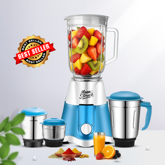 Moonstruck Skye 750W Mixer Grinder + Dry Iron Combo | 3 Jars | HeatShield Motor | SpiceCrush Technology | ISI Certified | 2 Year Warranty (Blue)