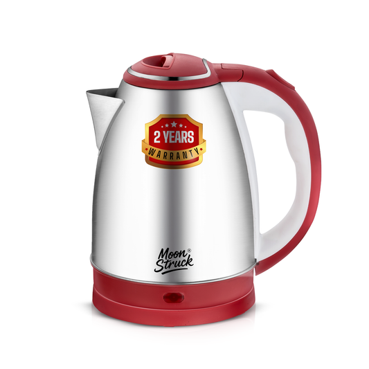 Moonstruck 1500W Electric Kettle | 1.8L Stainless Steel | Fast Boil | Auto Cut-Off | Cool Touch Handle | ISI Certified | 2 Year Warranty (Red)