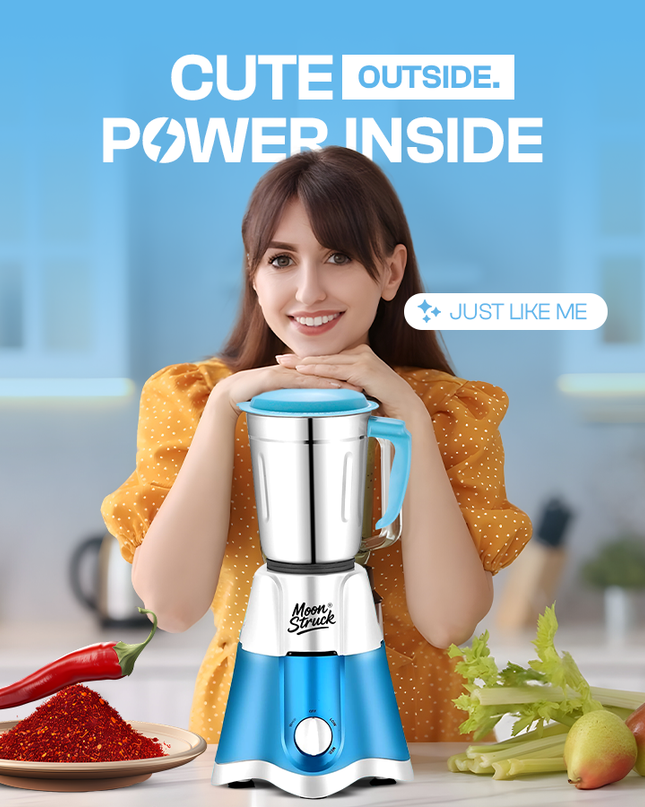 Moonstruck Blue 750 Watt Mixer Grinder with Worth Rs 500 Dry Iron Free
