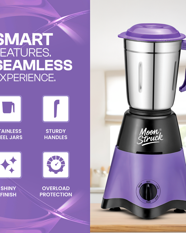 Moonstruck Purple 750 Watt Mixer Grinder with 4 Jars