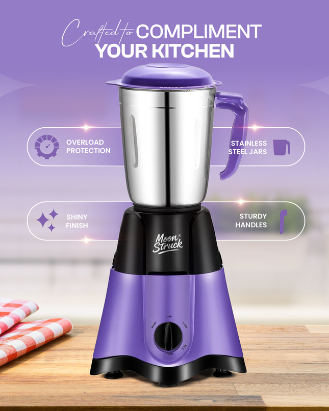 Moonstruck Purple 750 Watt Mixer Grinder with 3 Jars