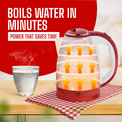 Moonstruck 1.8L Stainless Steel Electric Kettle – Fast Boil, Auto Cut-Off, 1500W (Red, 1.8L)