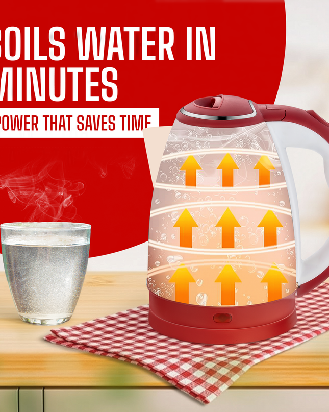 Moonstruck 1.8L Stainless Steel Electric Kettle – Fast Boil, Auto Cut-Off, 1500W (Red, 1.8L)