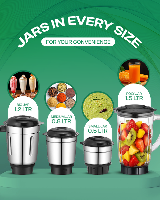 Moonstruck 900W 4 Jar Juicer Mixer Grinder