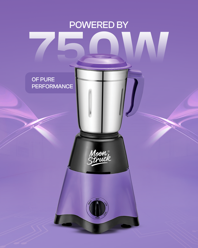 Moonstruck Purple 750 Watt Mixer Grinder with 4 Jars