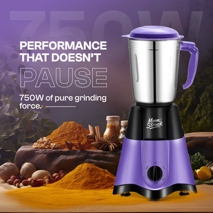 Moonstruck Purple 750 Watt Mixer Grinder with 3 Jars