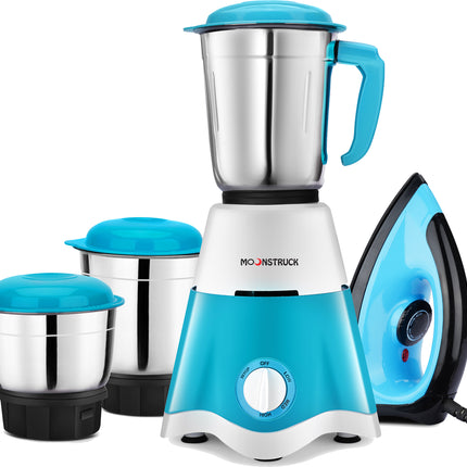 Moonstruck Star Blue 3 Jar Combo Mixer Grinder with Dry Iron