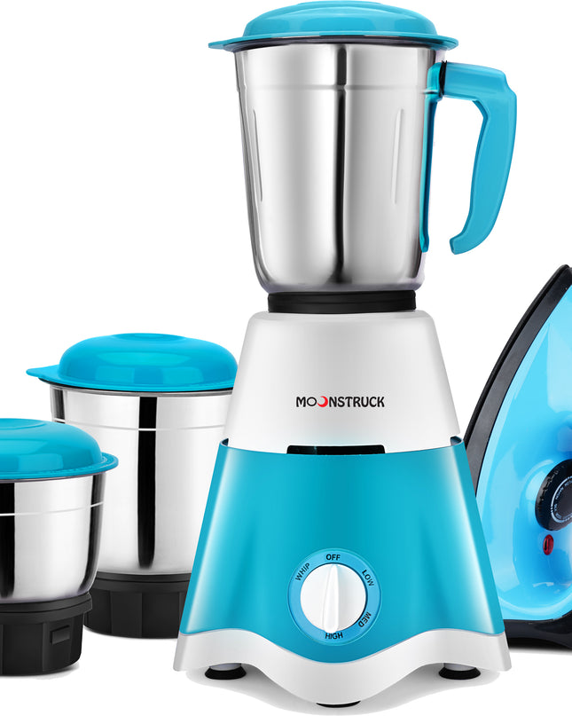 Moonstruck Star Blue 3 Jar Combo Mixer Grinder with Dry Iron