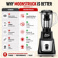 Moonstruck MegaMixer 1000W black juicer mixer grinder with 4 jars, featuring a 1.5L juicer jar with seed extractor and StealthDrive motor.