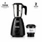 Moonstruck Kuro black 700W mixer grinder with 1.2L stainless steel jar and 0.4L transparent chutney jar. Features HeatShield motor and 1-year warranty.