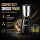 Moonstruck Kuro gray 700W mixer grinder with stainless steel jar and transparent chutney jar. Features RapidEdge blades and HeatShield motor.