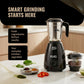 Moonstruck Kuro gray 700W mixer grinder with 2 jars, featuring a stainless steel wet grinding jar and a transparent chutney jar.