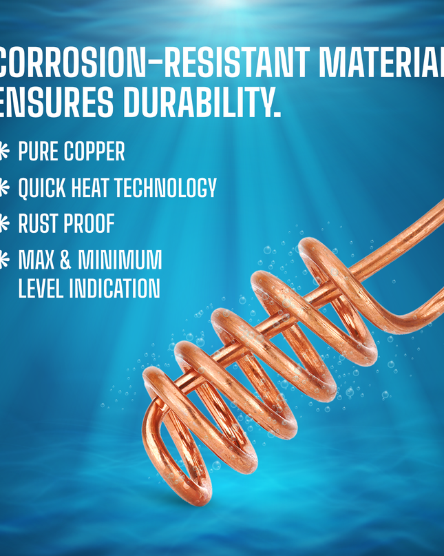 Moonstruck 100% Copper Shock-Proof 2000 W Immersion Heater Rod – Fast, Safe & Durable Water Heating (Red)