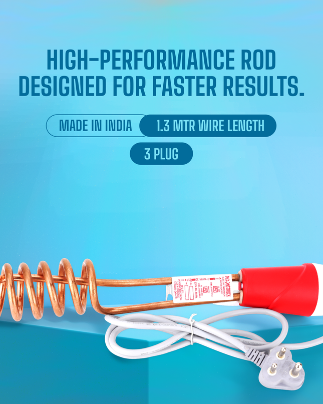 Moonstruck 100% Copper Shock-Proof 2000 W Immersion Heater Rod – Fast, Safe & Durable Water Heating (Red)