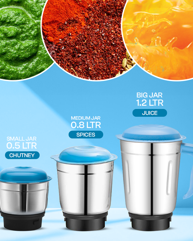 Moonstruck Blue 750 Watt Mixer Grinder with Worth Rs 500 Dry Iron Free