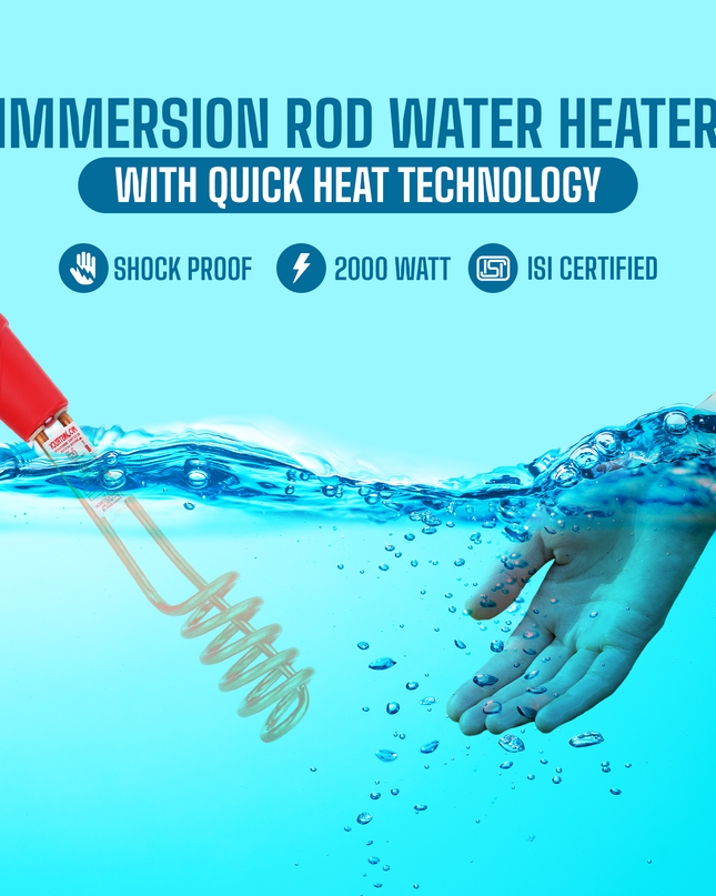 Moonstruck 100% Copper Shock-Proof 2000 W Immersion Heater Rod – Fast, Safe & Durable Water Heating (Red)